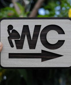 [Giá Xưởng] Bảng Wc Gỗ Mũi Tên Chỉ Hướng Nhà Vệ Sinh
