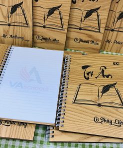 [SỔ TAY TRI ÂN THẤY CÔ GIÁO] - Sổ tay bìa gỗ khắc hình - Thiết kế theo yêu cầu
