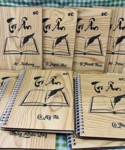 [SỔ TAY TRI ÂN THẤY CÔ GIÁO] - Sổ tay bìa gỗ khắc hình - Thiết kế theo yêu cầu