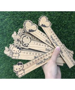 [THƯỚC HỌC SINH] - Thước gỗ khắc tên theo yêu cầu - Mẫu hình trái tim