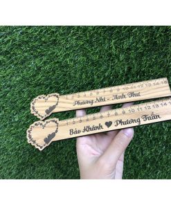 [THƯỚC HỌC SINH] - Thước gỗ khắc tên theo yêu cầu - Mẫu hình trái tim