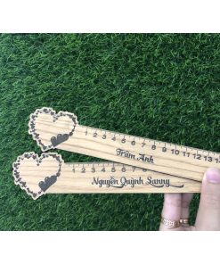[THƯỚC HỌC SINH] - Thước gỗ khắc tên theo yêu cầu - Mẫu hình trái tim