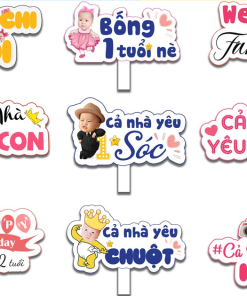 Xưởng In Hashtag Cầm Tay, Phụ Kiện Chụp Hình Cầm Tay Check In Tiệc Sinh Nhật Em Bé Thiết Kế Theo Yêu Cầu
